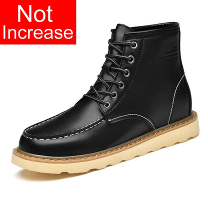 Men's Elevator Hidden Heel Boots – Height Increasing 6CM 8CM 10CM, Microfiber Leather, Warm Lining