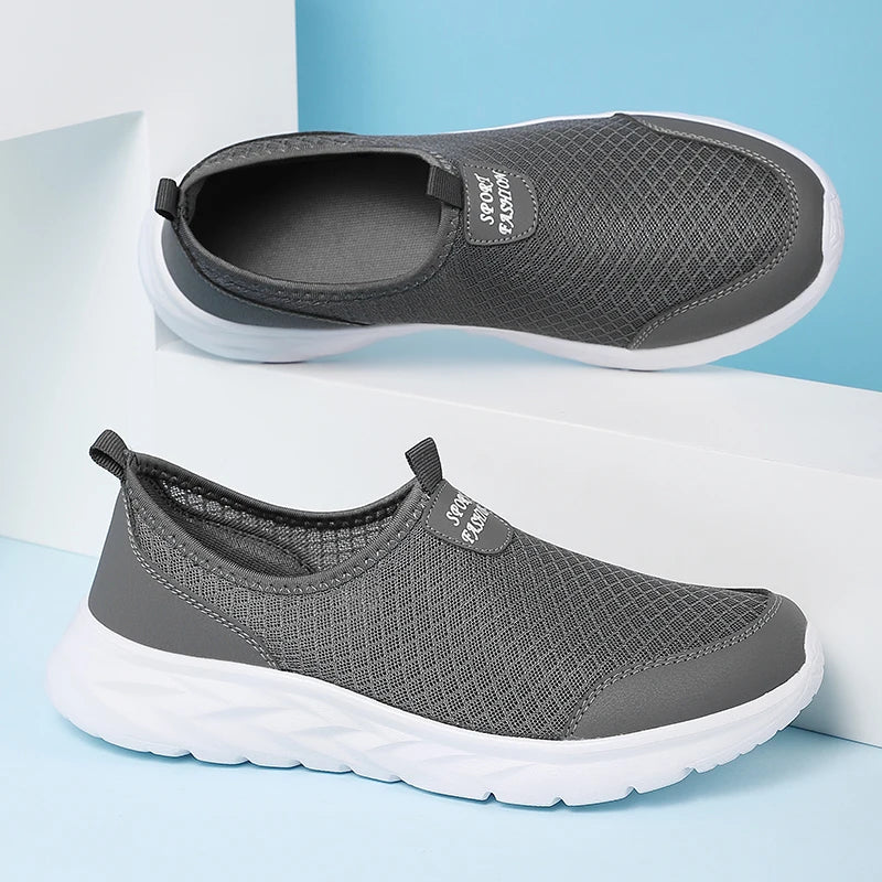 Men's Classic Breathable Mesh Slip-On Sneakers – Lightweight, Anti-Odor, Casual Running Shoes