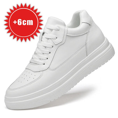 Men's Height Increasing Leather Platform Sneakers – 6/8/10cm Elevator Lace-Up Luxury Shoes