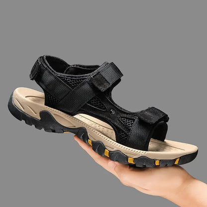 Vamnie Summer Mens Sandals Beach Leather Sandals for Men Gladiator Sandals Outdoor Sports Male Summer Shoes Plus Size 39-46