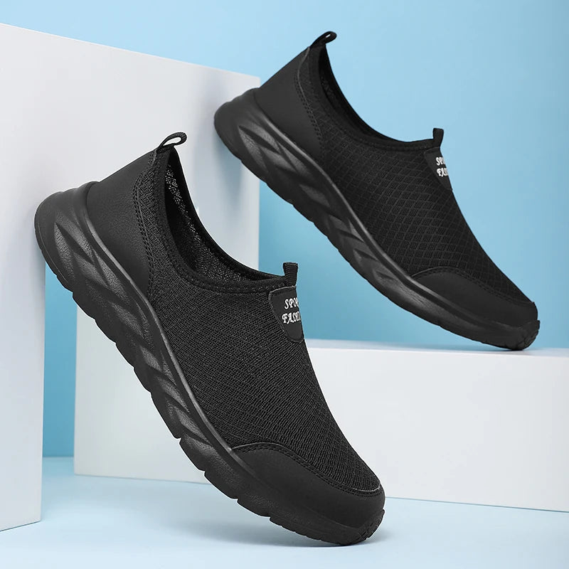 Men's Classic Breathable Mesh Slip-On Sneakers – Lightweight, Anti-Odor, Casual Running Shoes