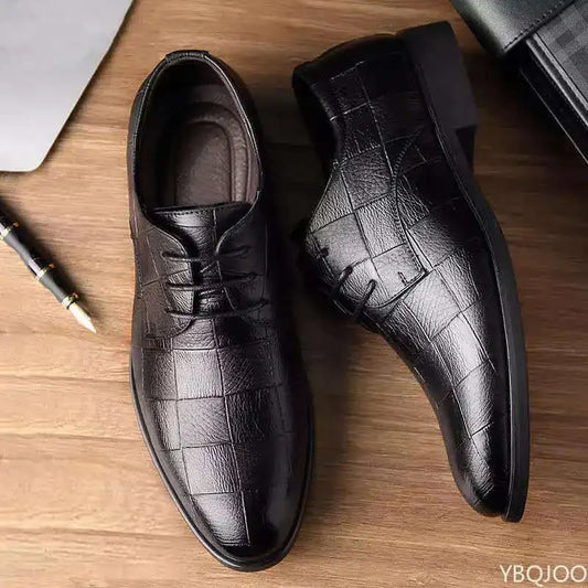 Men's Soft Sole Business Casual Loafers – Breathable PU, Lace-Up, Versatile Work Shoes