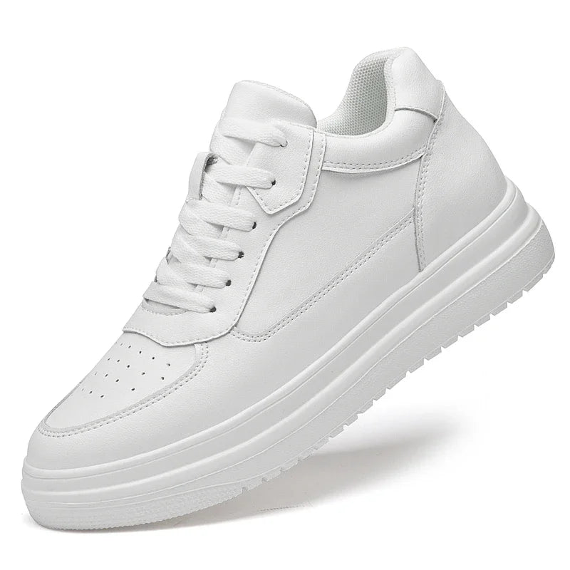 Men's Height Increasing Leather Platform Sneakers – 6/8/10cm Elevator Lace-Up Luxury Shoes