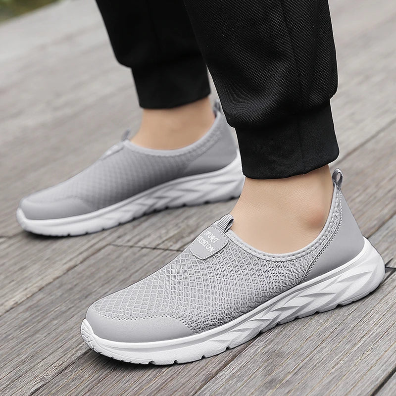 Men's Classic Breathable Mesh Slip-On Sneakers – Lightweight, Anti-Odor, Casual Running Shoes