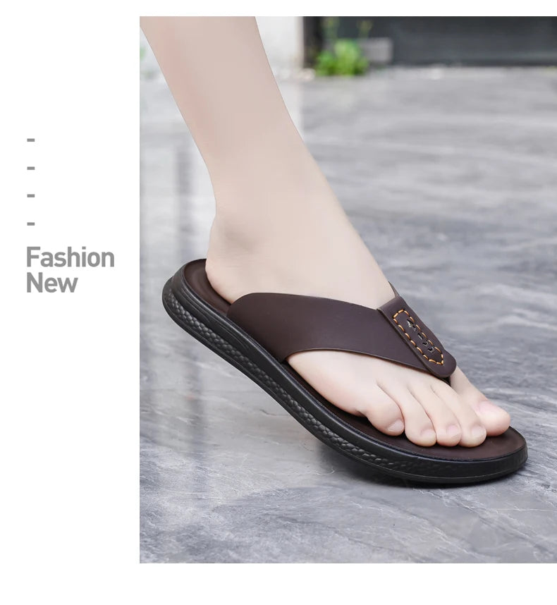 Men's Anti-Slip Waterproof Outdoor Flip Flops – Microfiber, Comfort Beach Sandals