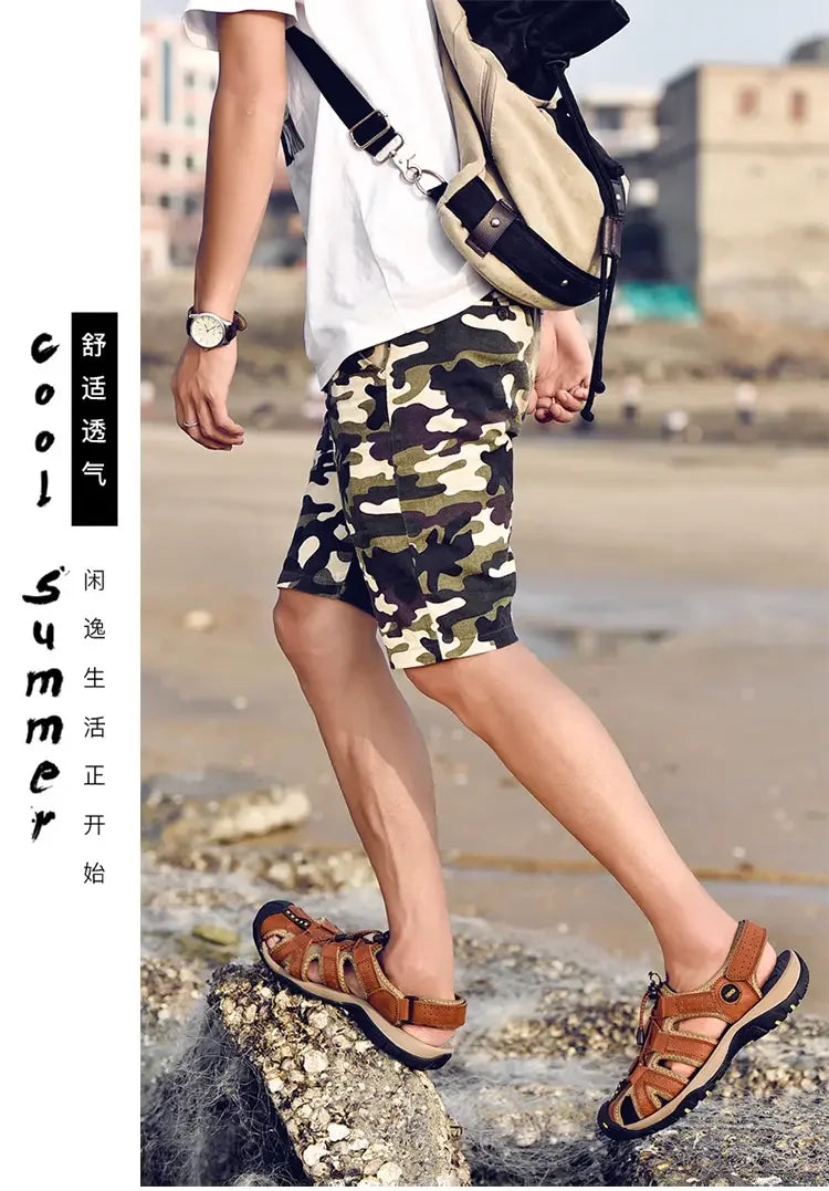 Men's Soft-Soled Leather Baotou Beach Sandals – Anti-Slip, Hollow Breathable, Casual Outdoor