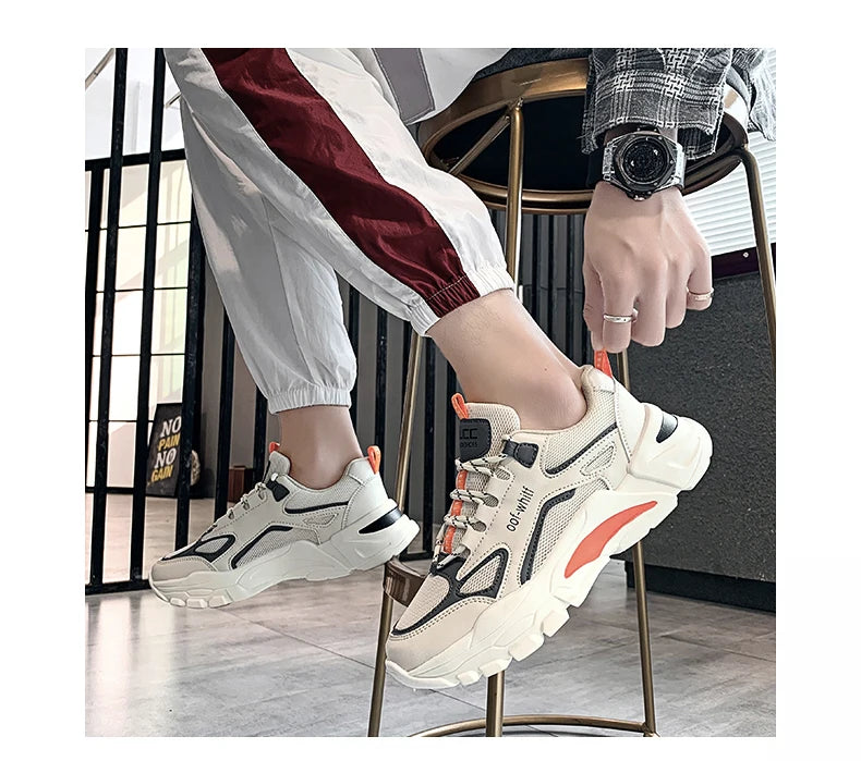 Men's Breathable Mesh Soft Sole Running Sneakers – Lace-Up, All-Season Comfort Walking Shoes