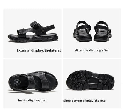 Golden Camel Men's Classic Genuine Leather Sandals – Ankle-Wrap, Lightweight, Casual Outdoor