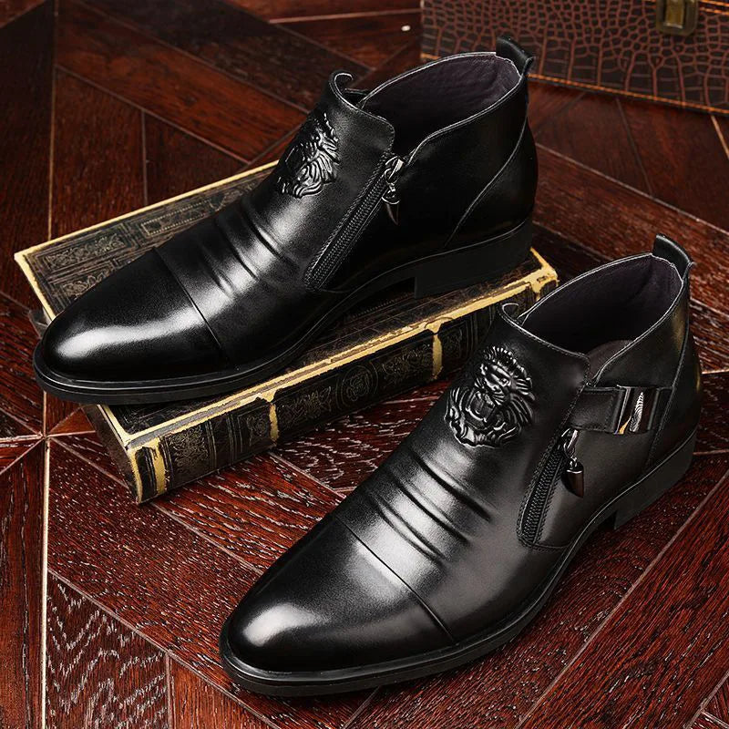 Men's Pointed Toe Chelsea Ankle Boots – British Style, Zip Closure, Business Casual Leather Shoes