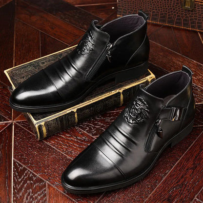 Men's Pointed Toe Chelsea Ankle Boots – British Style, Zip Closure, Business Casual Leather Shoes