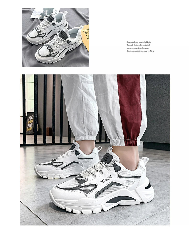 Men's Breathable Mesh Soft Sole Running Sneakers – Lace-Up, All-Season Comfort Walking Shoes