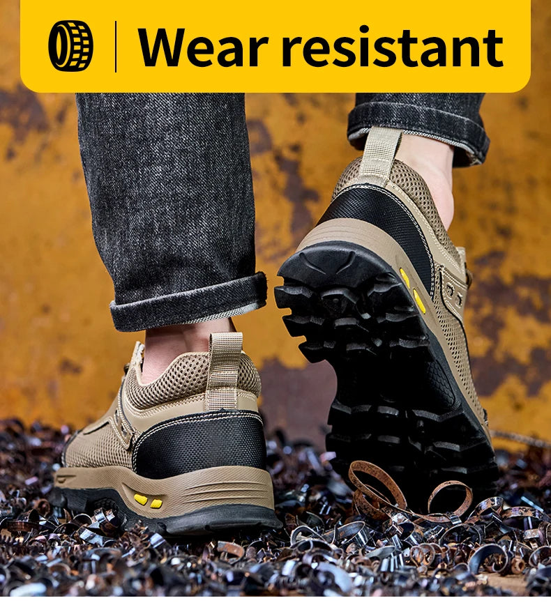 Men's Anti-Piercing Work Safety Boots – Puncture-Proof, Lace-Up, Protective Summer Shoes