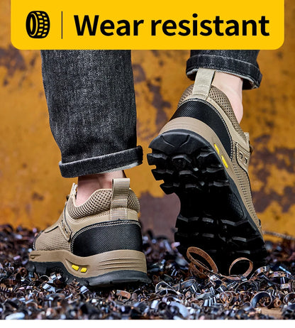 Men's Anti-Piercing Work Safety Boots – Puncture-Proof, Lace-Up, Protective Summer Shoes