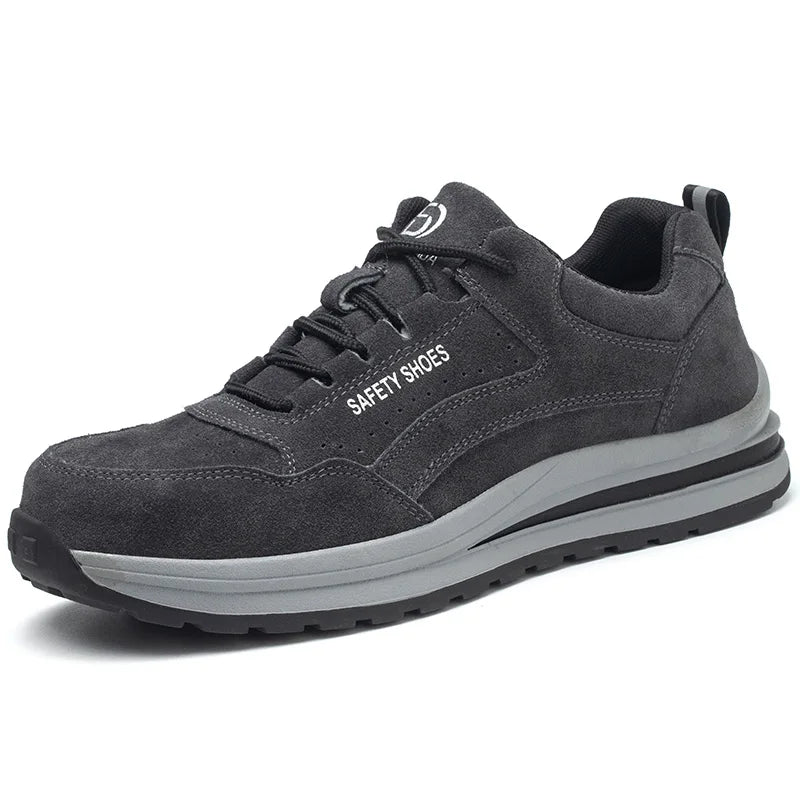 Men's Indestructible Steel Toe Safety Work Boots – Puncture-Proof, Cow Suede, Breathable Work Sneakers