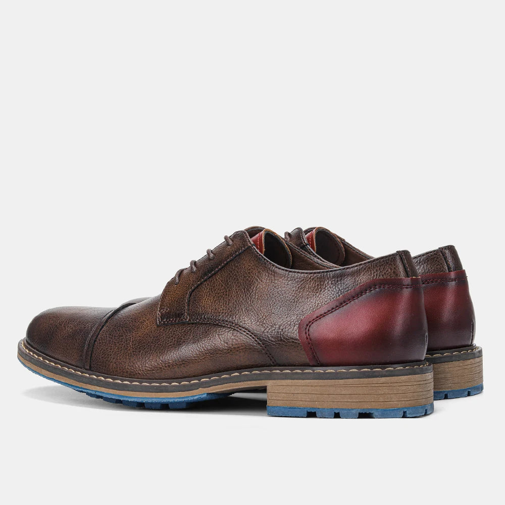 Men's Retro Cap Toe Oxford Derby Leather Shoes – Breathable, Height Increasing, Casual Fashion