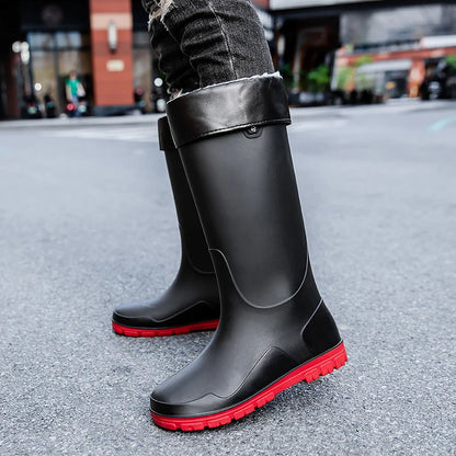 German Style Men's Rain Boots Long High Tube Waterproof Outdoor Camping Fishing Snake Bite Resistant Thickened Rubber Shoes