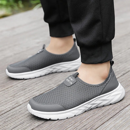 Men's Classic Breathable Mesh Slip-On Sneakers – Lightweight, Anti-Odor, Casual Running Shoes