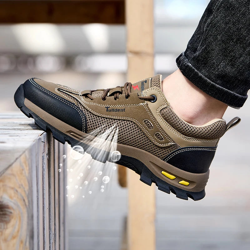 Men's Anti-Piercing Work Safety Boots – Puncture-Proof, Lace-Up, Protective Summer Shoes