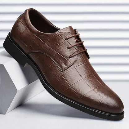 Men's Soft Sole Business Casual Loafers – Breathable PU, Lace-Up, Versatile Work Shoes