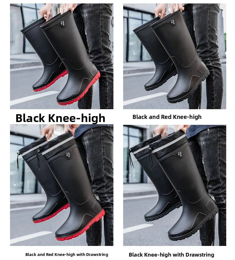 German Style Men's Rain Boots Long High Tube Waterproof Outdoor Camping Fishing Snake Bite Resistant Thickened Rubber Shoes