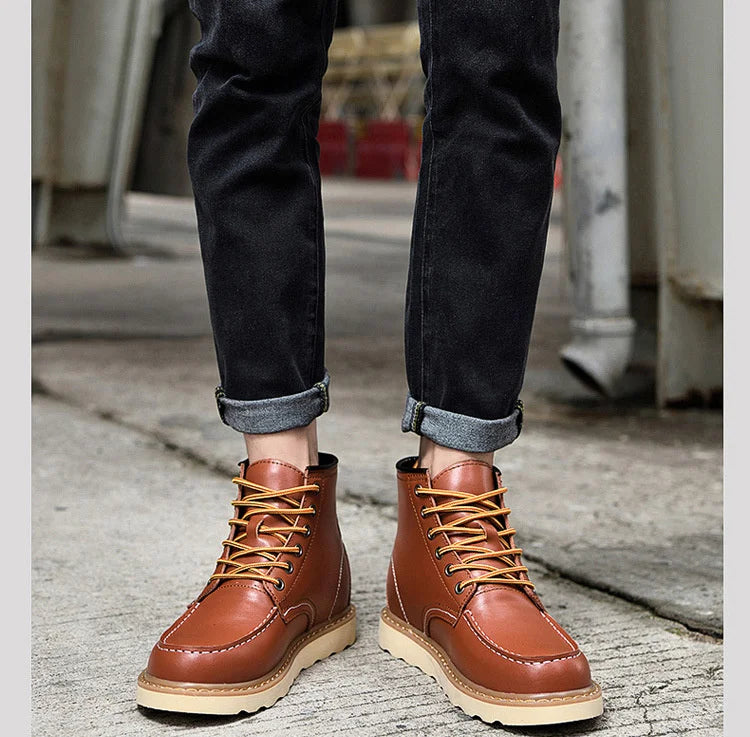 Men's Elevator Hidden Heel Boots – Height Increasing 6CM 8CM 10CM, Microfiber Leather, Warm Lining