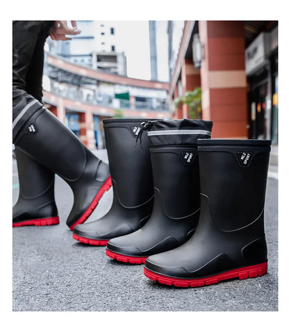 German Style Men's Rain Boots Long High Tube Waterproof Outdoor Camping Fishing Snake Bite Resistant Thickened Rubber Shoes