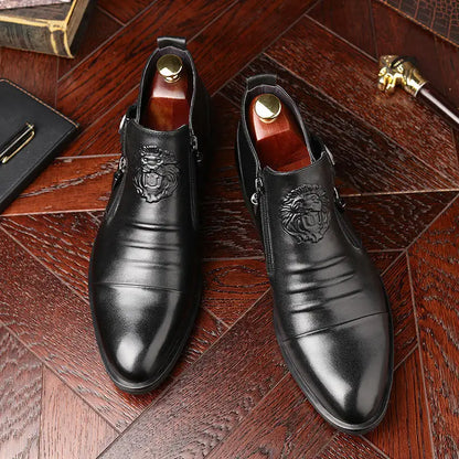 Men's Pointed Toe Chelsea Ankle Boots – British Style, Zip Closure, Business Casual Leather Shoes