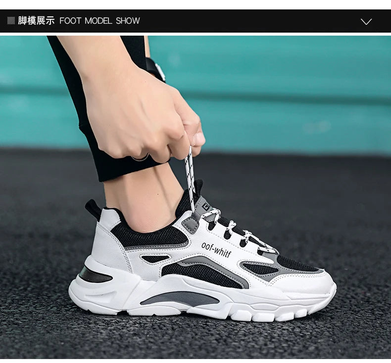 Men's Breathable Mesh Soft Sole Running Sneakers – Lace-Up, All-Season Comfort Walking Shoes