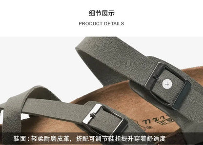 Men's Cork Style Beach Sandals – Metal Detail, EVA Sole, Fashion Summer Flip Flops