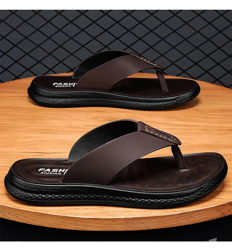 Men's Anti-Slip Waterproof Outdoor Flip Flops – Microfiber, Comfort Beach Sandals