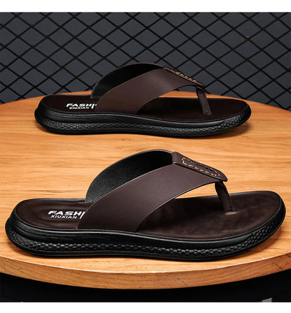 Men's Anti-Slip Waterproof Outdoor Flip Flops – Microfiber, Comfort Beach Sandals