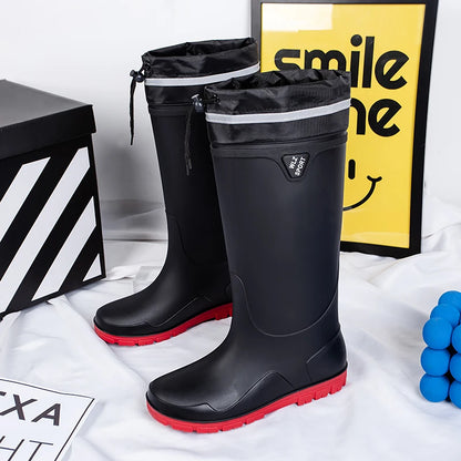 German Style Men's Rain Boots Long High Tube Waterproof Outdoor Camping Fishing Snake Bite Resistant Thickened Rubber Shoes