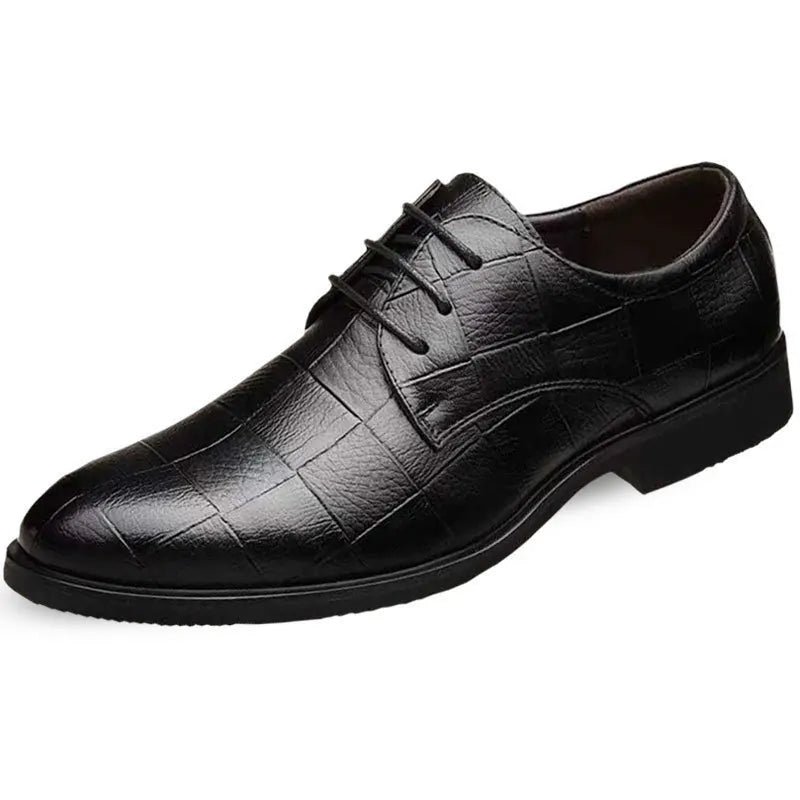 Men's Soft Sole Business Casual Loafers – Breathable PU, Lace-Up, Versatile Work Shoes