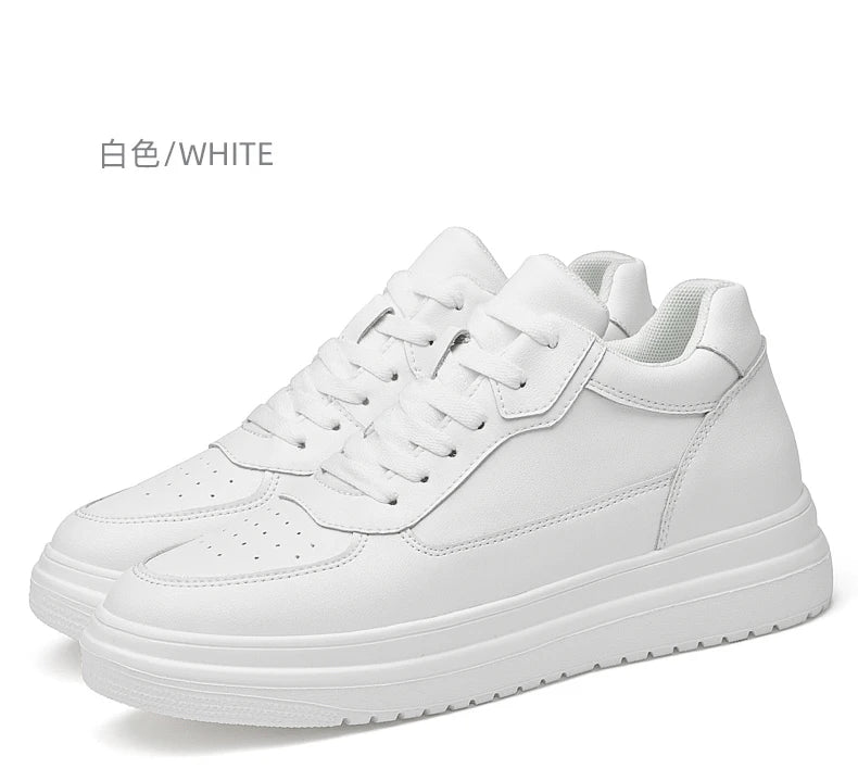 Men's Height Increasing Leather Platform Sneakers – 6/8/10cm Elevator Lace-Up Luxury Shoes