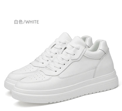 Men's Height Increasing Leather Platform Sneakers – 6/8/10cm Elevator Lace-Up Luxury Shoes