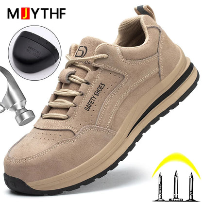 Men's Indestructible Steel Toe Safety Work Boots – Puncture-Proof, Cow Suede, Breathable Work Sneakers