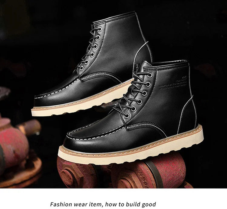 Men's Elevator Hidden Heel Boots – Height Increasing 6CM 8CM 10CM, Microfiber Leather, Warm Lining