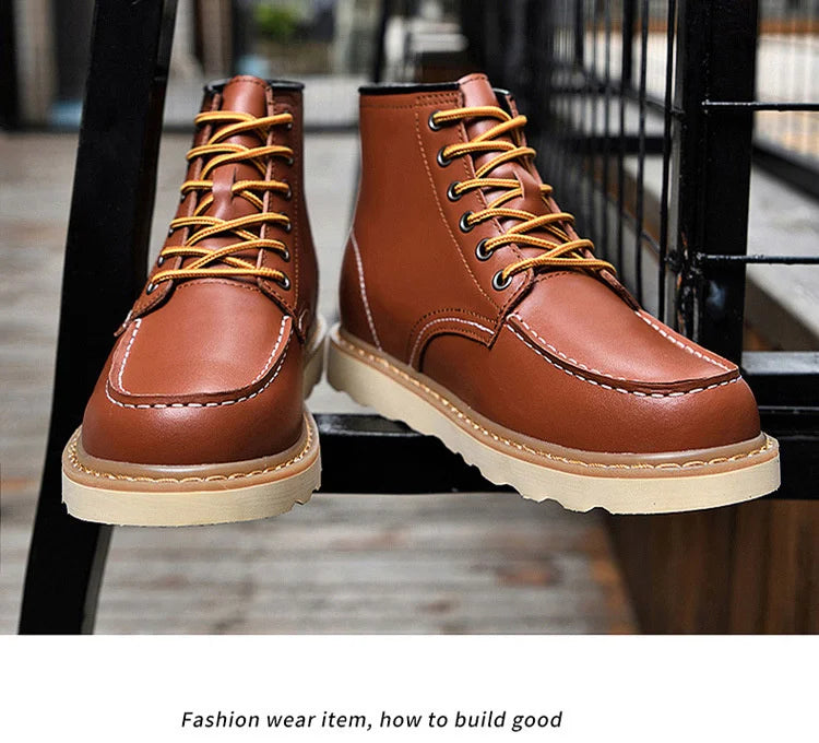 Men's Elevator Hidden Heel Boots – Height Increasing 6CM 8CM 10CM, Microfiber Leather, Warm Lining