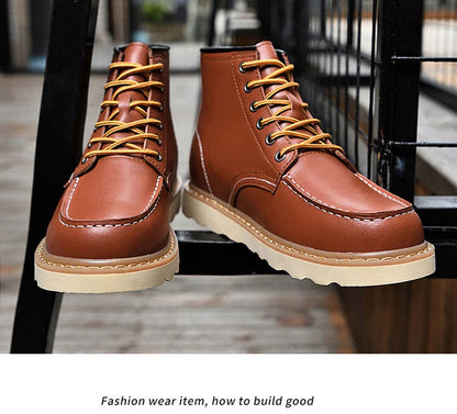Men's Elevator Hidden Heel Boots – Height Increasing 6CM 8CM 10CM, Microfiber Leather, Warm Lining