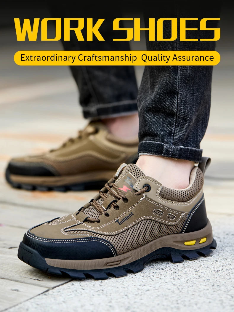 Men's Anti-Piercing Work Safety Boots – Puncture-Proof, Lace-Up, Protective Summer Shoes