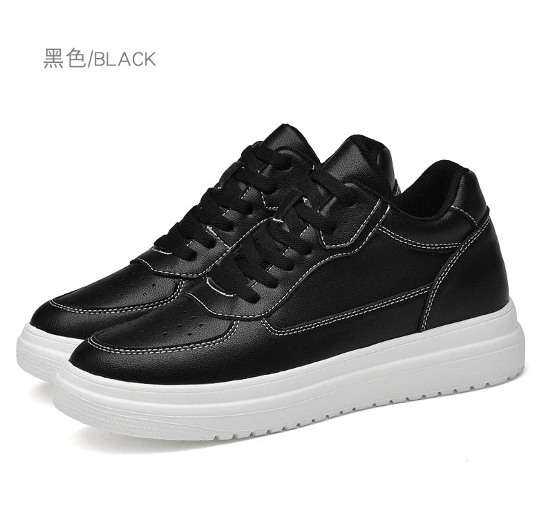 Men's Height Increasing Leather Platform Sneakers – 6/8/10cm Elevator Lace-Up Luxury Shoes