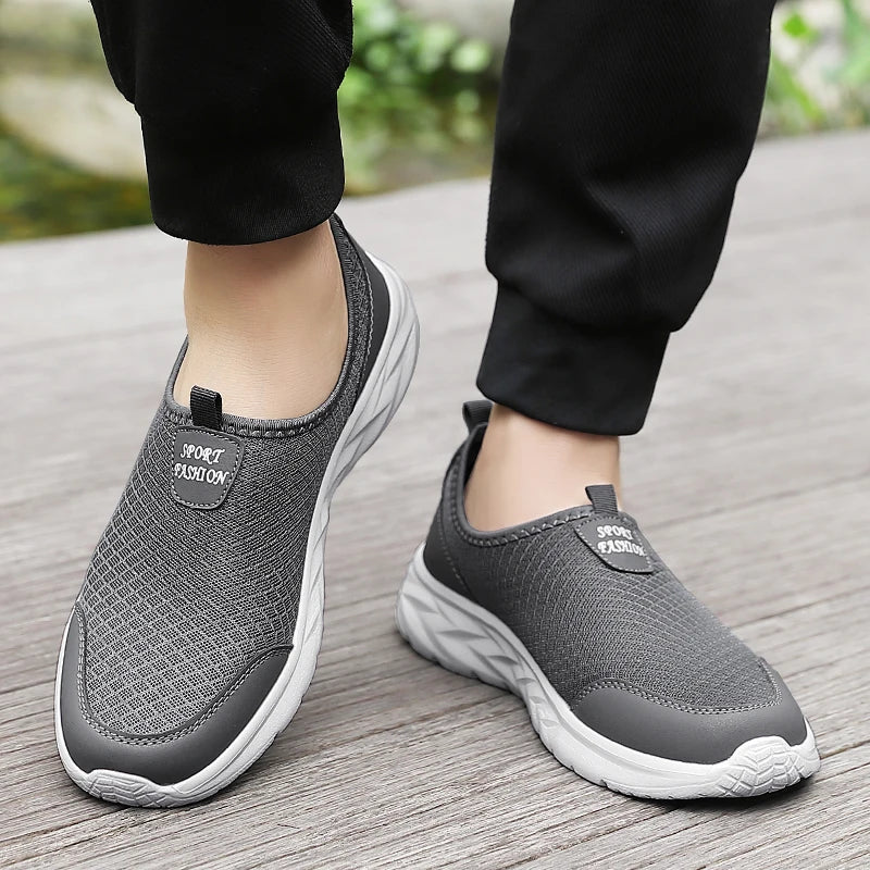 Men's Classic Breathable Mesh Slip-On Sneakers – Lightweight, Anti-Odor, Casual Running Shoes