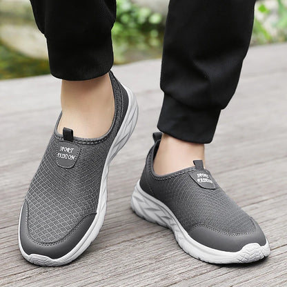 Men's Classic Breathable Mesh Slip-On Sneakers – Lightweight, Anti-Odor, Casual Running Shoes