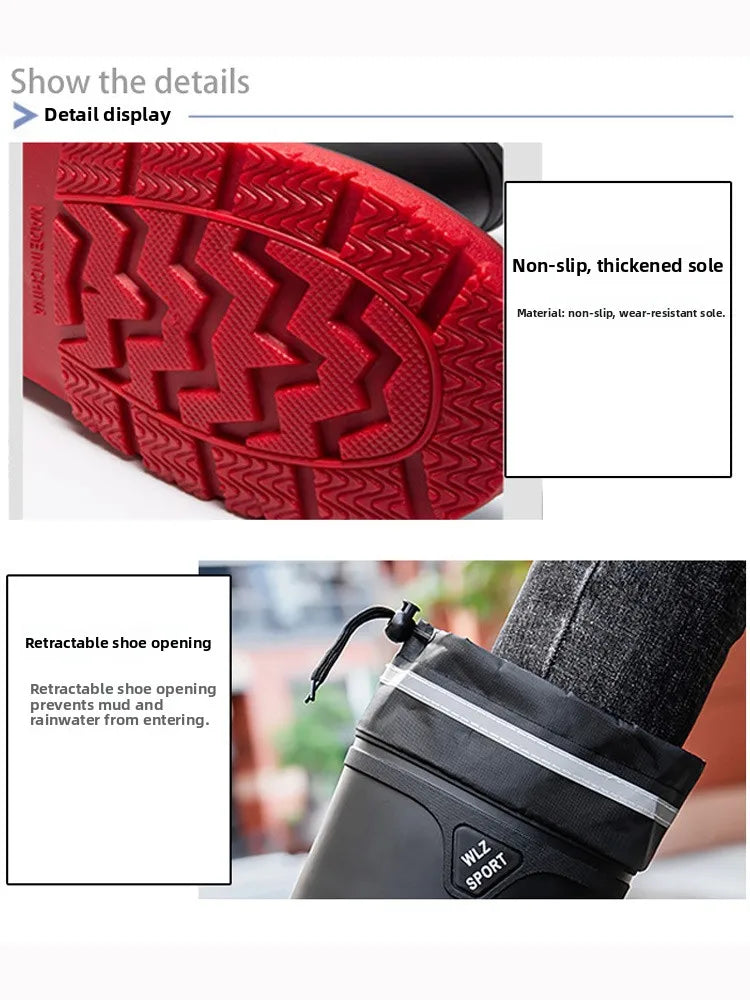 German Style Men's Rain Boots Long High Tube Waterproof Outdoor Camping Fishing Snake Bite Resistant Thickened Rubber Shoes