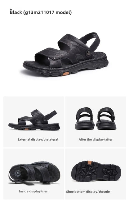 Golden Camel Men's Classic Genuine Leather Sandals – Ankle-Wrap, Lightweight, Casual Outdoor