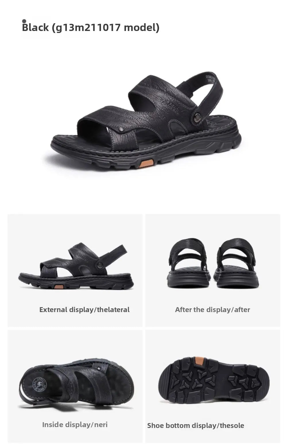 Men's Genuine Cow Leather Sandals – Casual Ankle-Wrap, Lightweight Summer Footwear