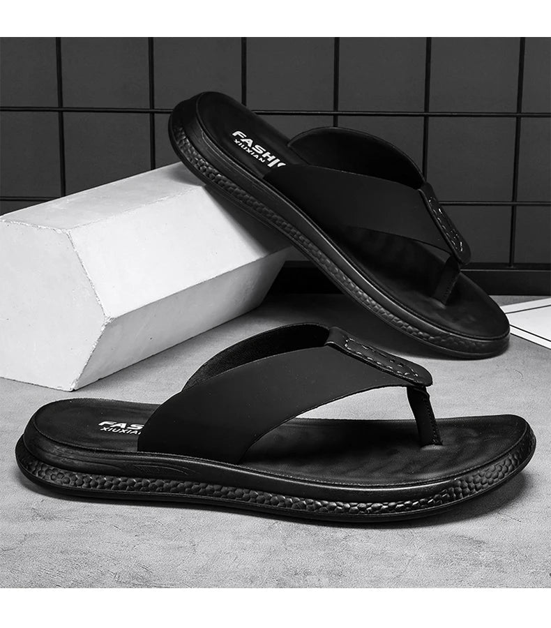 Men's Anti-Slip Waterproof Outdoor Flip Flops – Microfiber, Comfort Beach Sandals