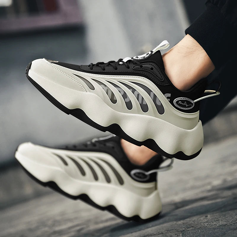 Men's Luxury Breathable Sneakers – Lace-Up, Anti-Odor, Casual Trainer Running Shoes
