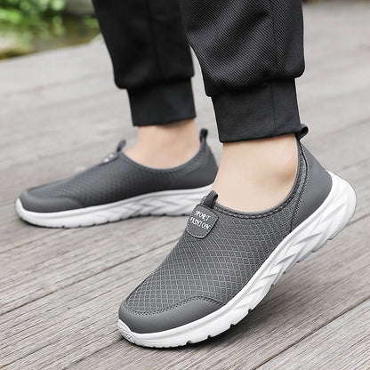 Men's Classic Breathable Mesh Slip-On Sneakers – Lightweight, Anti-Odor, Casual Running Shoes