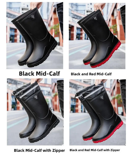 German Style Men's Rain Boots Long High Tube Waterproof Outdoor Camping Fishing Snake Bite Resistant Thickened Rubber Shoes